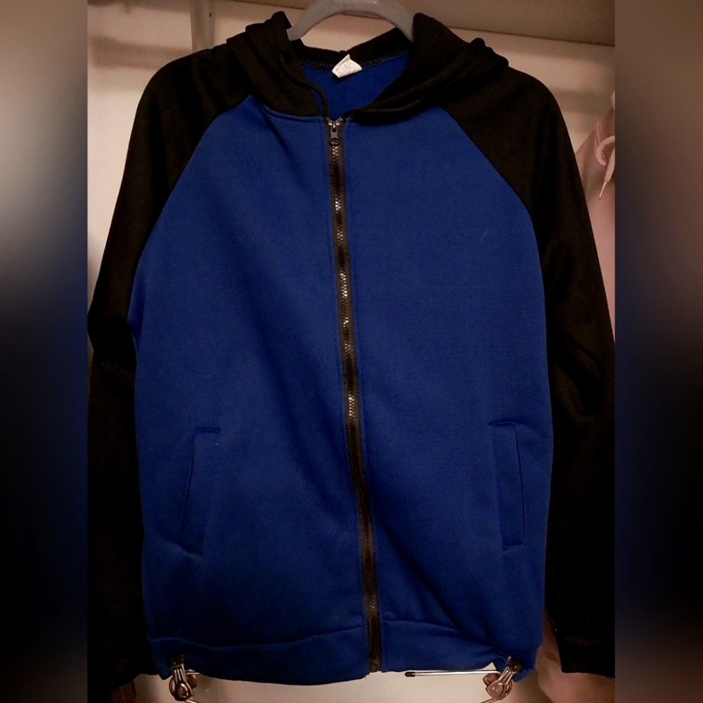 Blue and black Old Navy Sweatshirt Jacket.